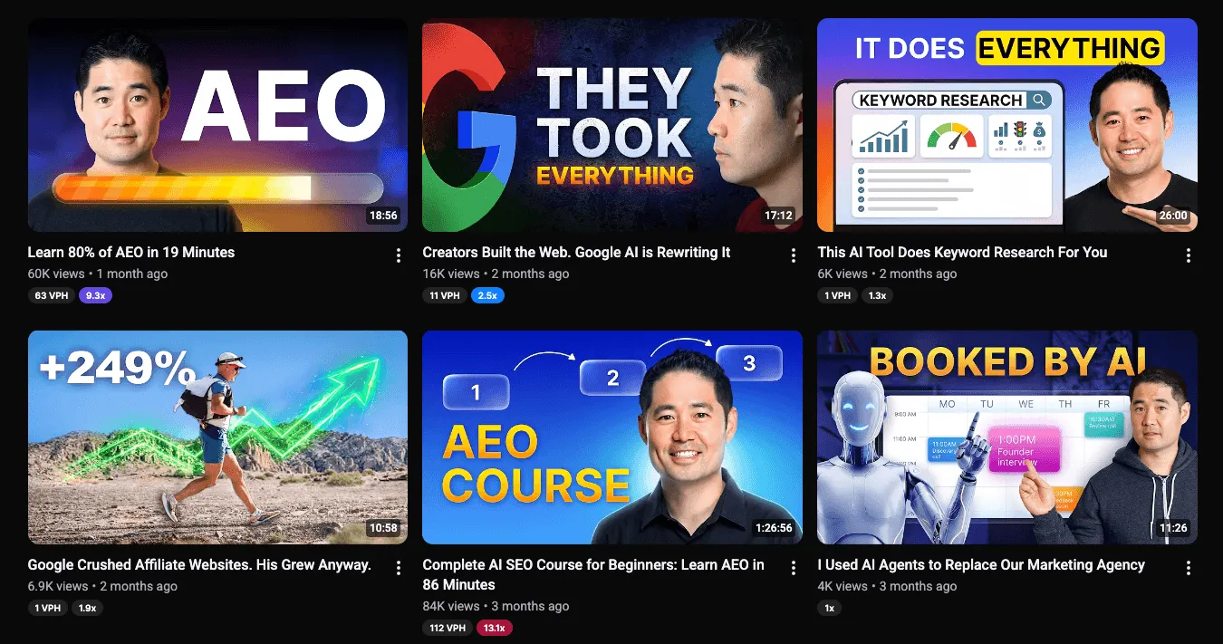 Ahrefs YouTube videos focused on SEO and marketing