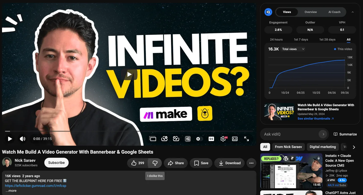 Watch Me Build a Video Generator with Bannerbear and Google Sheets thumbnail